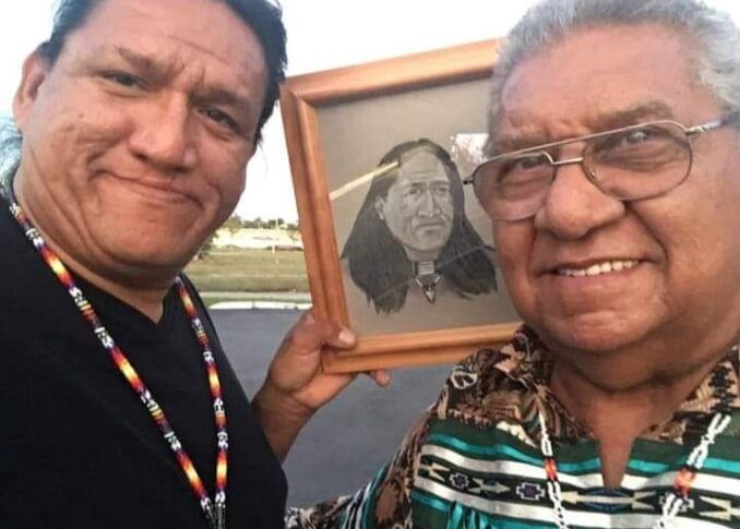 Standing Bears with his spiritual grandfather, Elder Tony StoneHawk of the Nanticoke Lenni-Lenape Nation